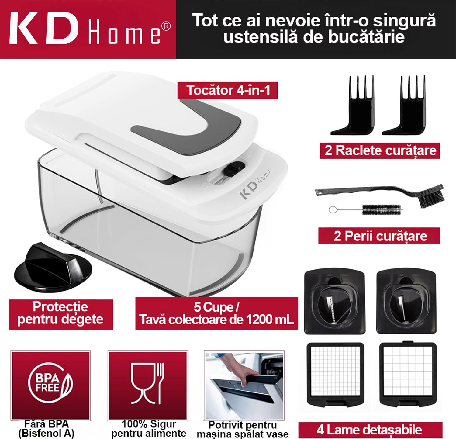 Tocator de Legume 4 in 1 Profesional KD Home ChopMaster Tocator de Legume 4 in 1 Profesional KD Home ChopMaster